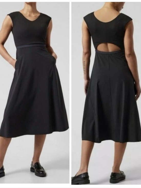 Athleta Ryder Midi Sleeveless Dress in Black - Picture 2 of 8